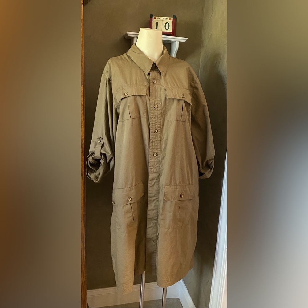 Merona  khaki brown utility shirt dress size XXL button down 100% cotton